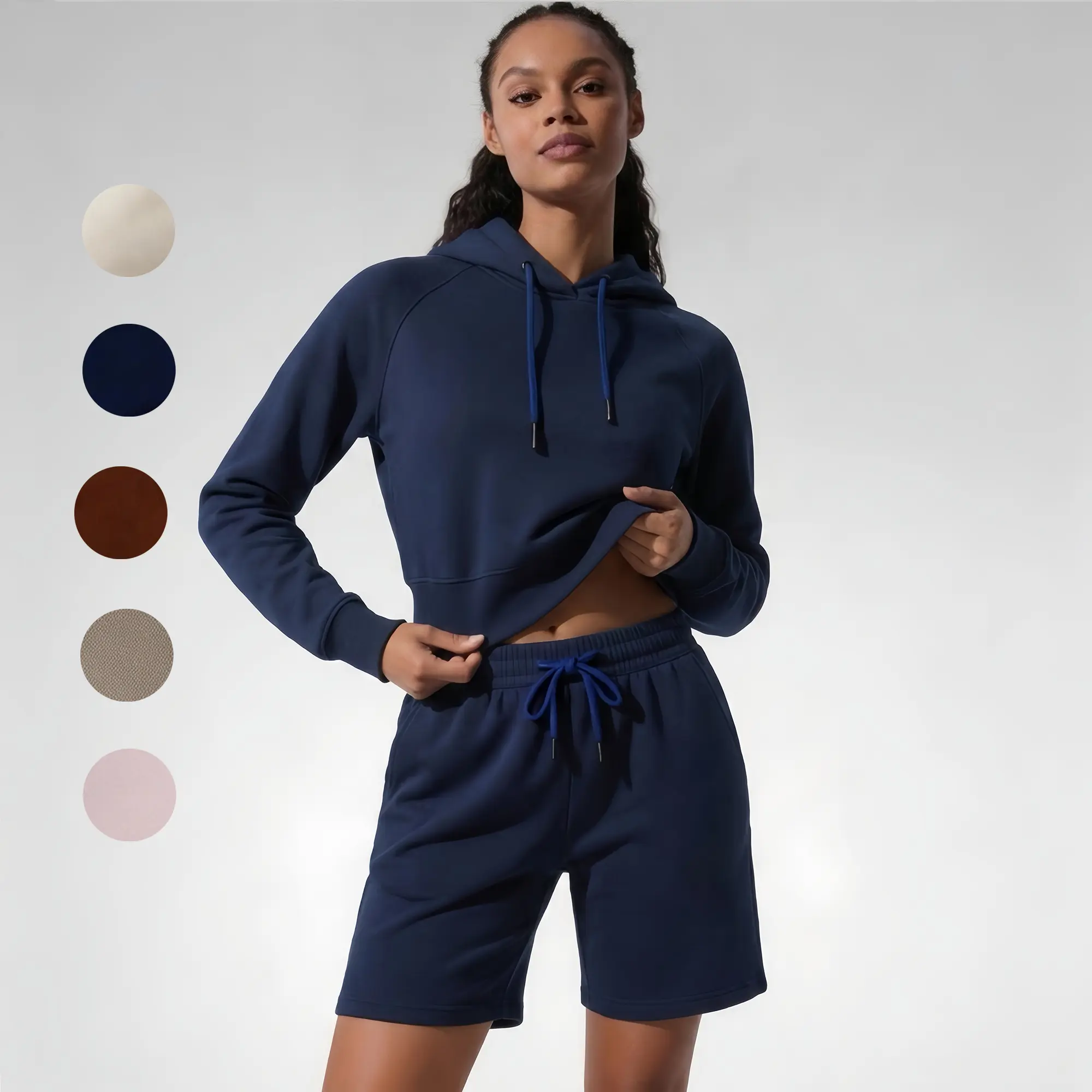 NELEUS Women's 2 Piece Modal Casual Tracksuit Outfit, Long Sleeve Hooded Sweatshirt & Drawstring Bermuda Shorts Set summerwins,back to school,back to school haul