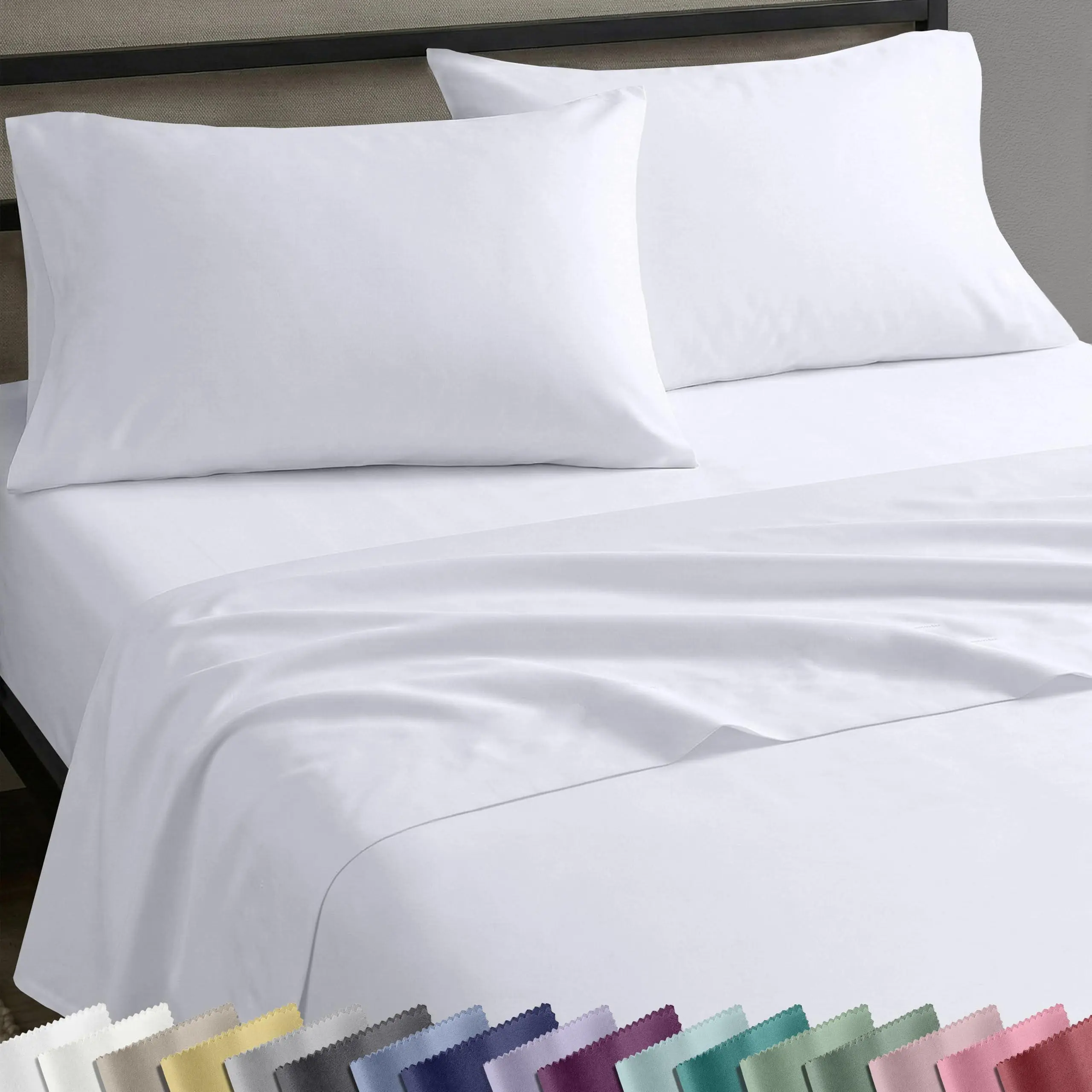 Crsip & Soft Sateen Sheet Set, Natural 100% Cotton, Lightweight & Durable