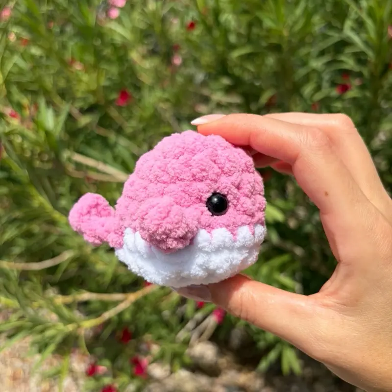 Crochet Whale Plush Toy - Color Choice - 2" x 3"