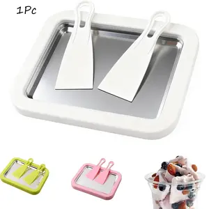 Home Ice Cream Maker with Freezing Tray and 2 Scrapers, DIY Fun Family Activity, Suitable for Yogurt, Shaved Ice, Homemade Frozen Desserts