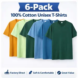 ECOTONE BLANKS 4.3 oz cotton T-Shirts  6-Pack Multi-Color Unisex Factory Direct  Soft Comfortable Solid Color Crew Neck Short Sleeve Regular Fit Menswear Multicolor Sets north west outfits 2026 happynewyear