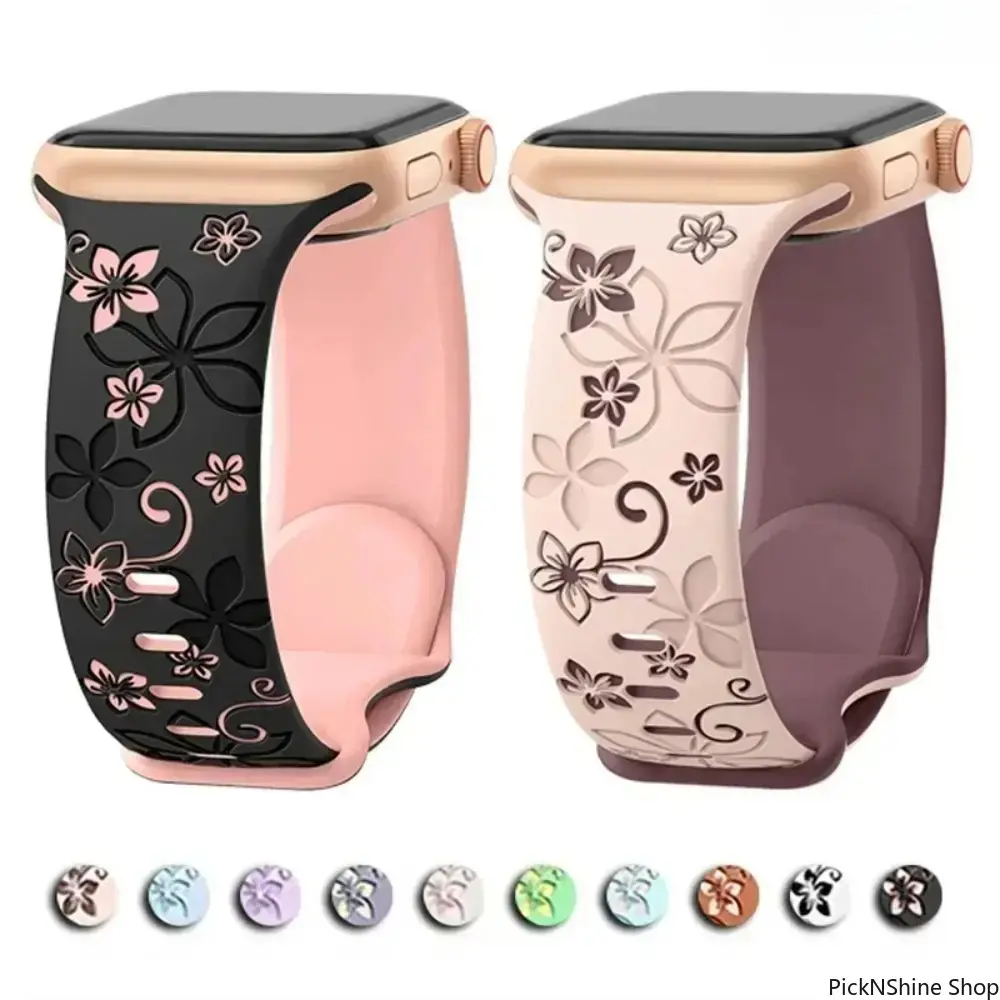 Engraved Silicone Smart Watch Strap, Stylish Accessory, Soft, Flexible, and Skin-Friendly for Daily Fashion and Casual Use, Smart Watch Straps, Smartwatch Accessories, Smartwatch Replacement Straps, Wearable Accessories