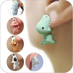 Cute Animal Bite Earrings for Women Trendy 3D Clay Earrings Animal Cartoon Biting Ears Stud Earrings Christmas Jewelry Gifts