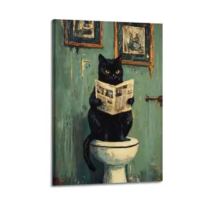 Cat & Bathroom Trendy Room Decor, Cute And Vibrant Art Print for Bedroom, Dorm, Gaming Setup, VSCO And Aesthetic Room Makeover