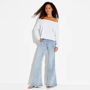 Women's Off the Shoulder Pullover Sweatshirt - Wild Fable Heather Gray L