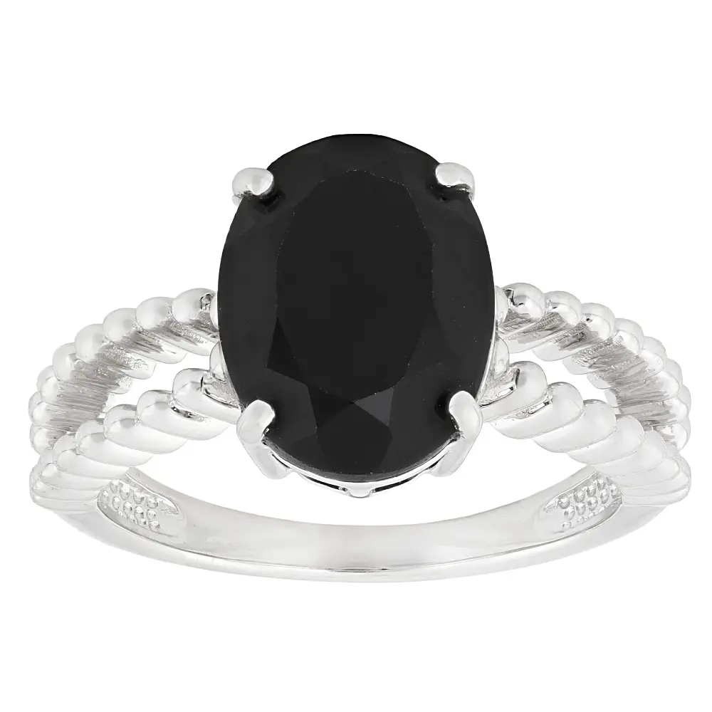 JTV Black Spinel Rhodium Over Sterling Silver Solitaire Ring 3.40ct