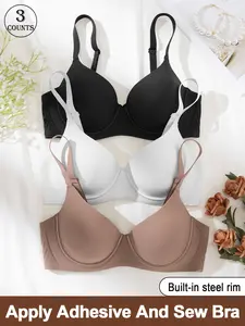3pcs jellybra seamlessbra Medium supportivebra Underwear smooth fit no pressure breathable comfort for lounge daily and active wear Breathable Bras