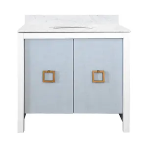 Worlds Away April Contemporary Marble Bathroom Vanity
