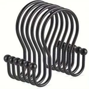 Shower Curtain Hooks, Rust-Resistant Metal Dual Hook, Smooth Durable Shower Rod Hooks, Set of 12, Ideal for Bathroom Decor