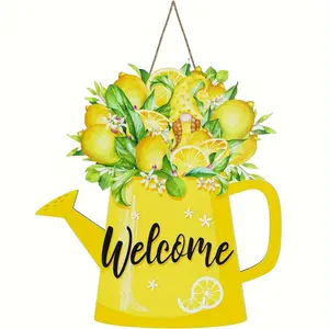 Lemon Summer Rustic Wooden Sign with Rope, Welcome Sign, Home Decor, Outdoor Decor, Yard Decor, Garden Decor, Holiday Decor, 1 Piece