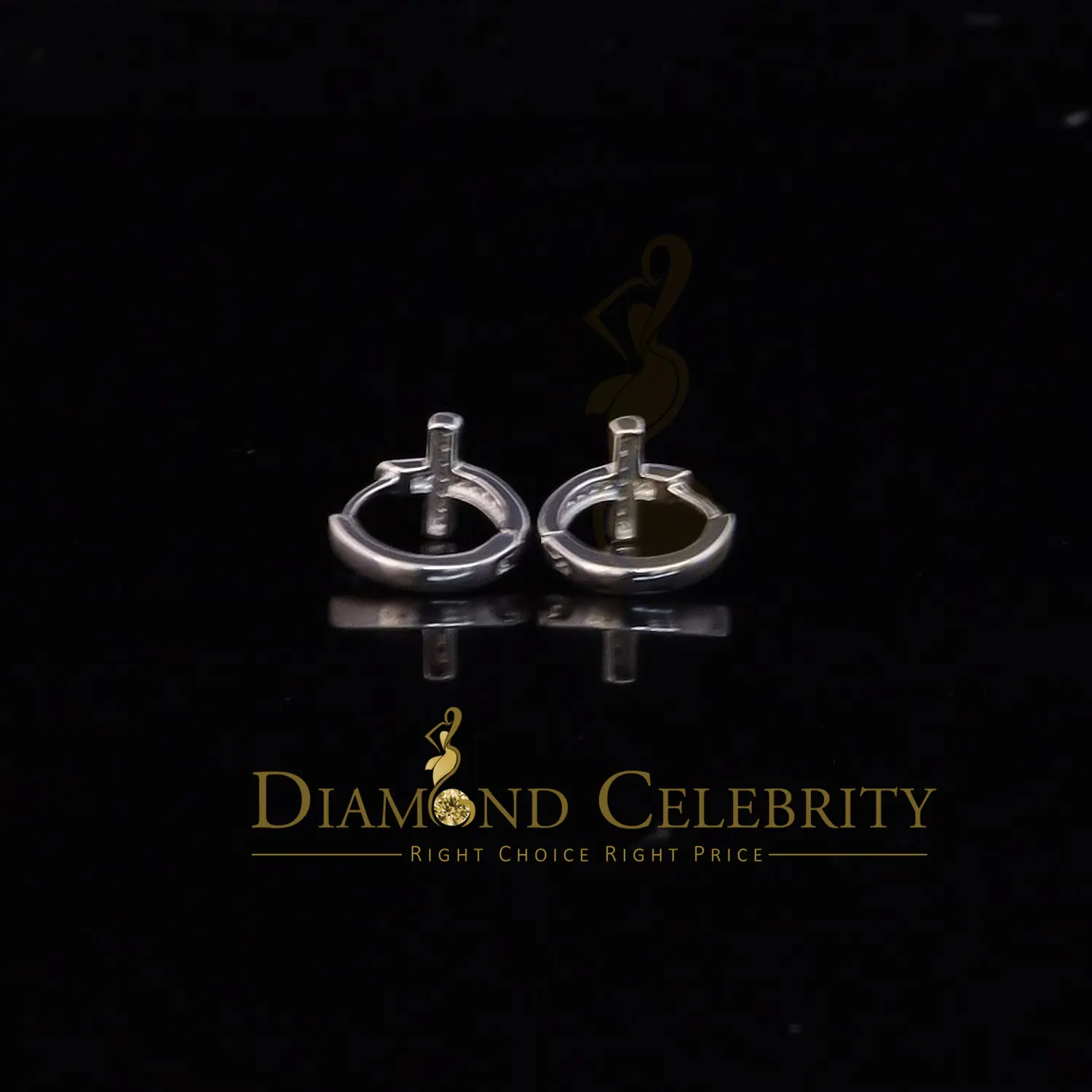 DiamondCelebritees 0.15ct Diamond 925 Sterling Silver White Hoop Stud Earring For Men's / Women's