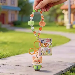 [Fashion New Product] MINISO Zootopia Judy Fox and Nick Keychain Pendant Cute Flocked Plush Doll Backpack Charm Key Ring