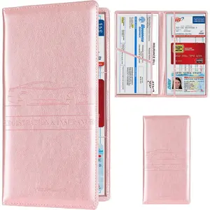 Registration and Insurance Card Holder, Vehicle License Document Glove Box Compartment Organizer, Interior Car Accessories For Women,Men,Teens (Rose Gold)
