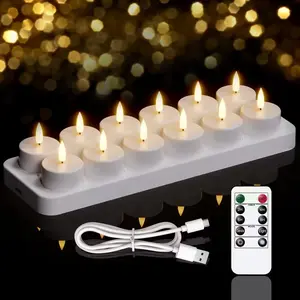 Flameless LED Tea Lights Rechargeable With Timer Romote Remote, Candles For Wedding Centerpiece Table Decor Christmas