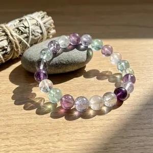 Crystal Beads Single Bracelet - Unisex, Vibrant Nature-Inspired Hues, Daily Wear Casual Costume Jewelry Accessory for Collectors