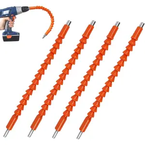 4 Pack Flexible Drill Bit Extension, 11.6 inch Superbit  Flexible, Bendable Flexible Drill Bit Extension, Super Bit Flexible Shaft Extension Bits (Orange)Quesear