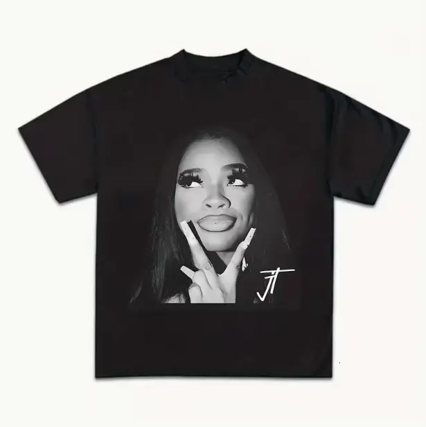 Street Style Gesture Photo 2D Printed Pattern Round Neck Short Sleeve T-Shirt