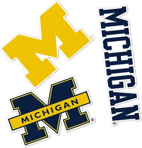 (3pcs)University of Michigan Sticker Wolverines UM U of M Vinyl Decals Laptop Water Bottle Car Scrapbook Sticker  2″ x 2″, 3″ x 3″, 4″ x 4″, 5″ x 5″, and 6″ x 6″