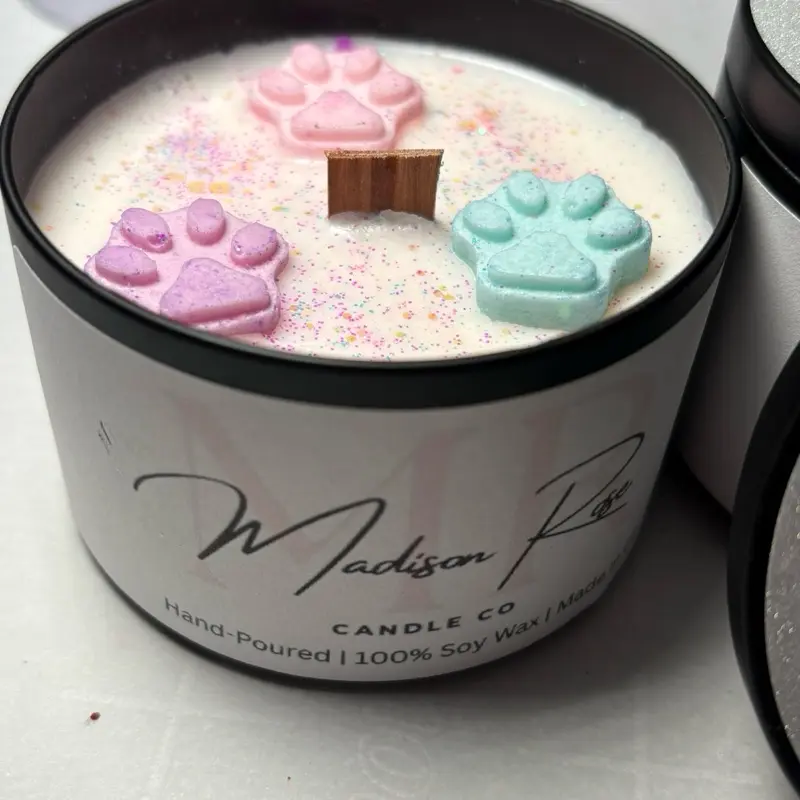 Paws to the Heart - Candle - Scented with Vanilla, Bergamot and Sandalwood- Hand Poured 100% Soy Wax Jar
