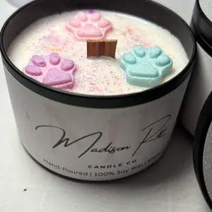 Paws to the Heart - Candle - Scented with Vanilla, Bergamot and Sandalwood- Hand Poured 100% Soy Wax Jar