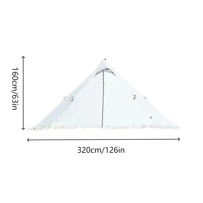 Lightweight Unisex Teepee Hot Tent with Stove Jack, Snow Skirt, 4-Season Waterproof Windproof Warm Functional Shelter for Outdoor Backpacking, Hunting, Travel