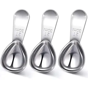 3Pcs Coffee Scoop Tablespoon Measuring Spoons Stainless Steel Coffee Scoops Short Handle Tablespoon for Tea Sugar Kitchen Gifts(30 ml,Silver) Kitchenware - Home Improvement.