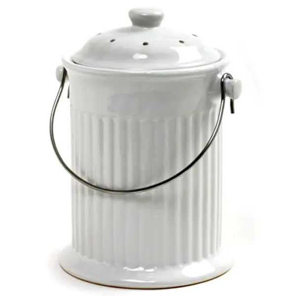 212 MAIN Compost Bin, 3.8L Ceramic Countertop Crock, Odor-Free with Stainless Steel Filter for Kitchen & Camp Use, With Lid, Charcoal Free Filter