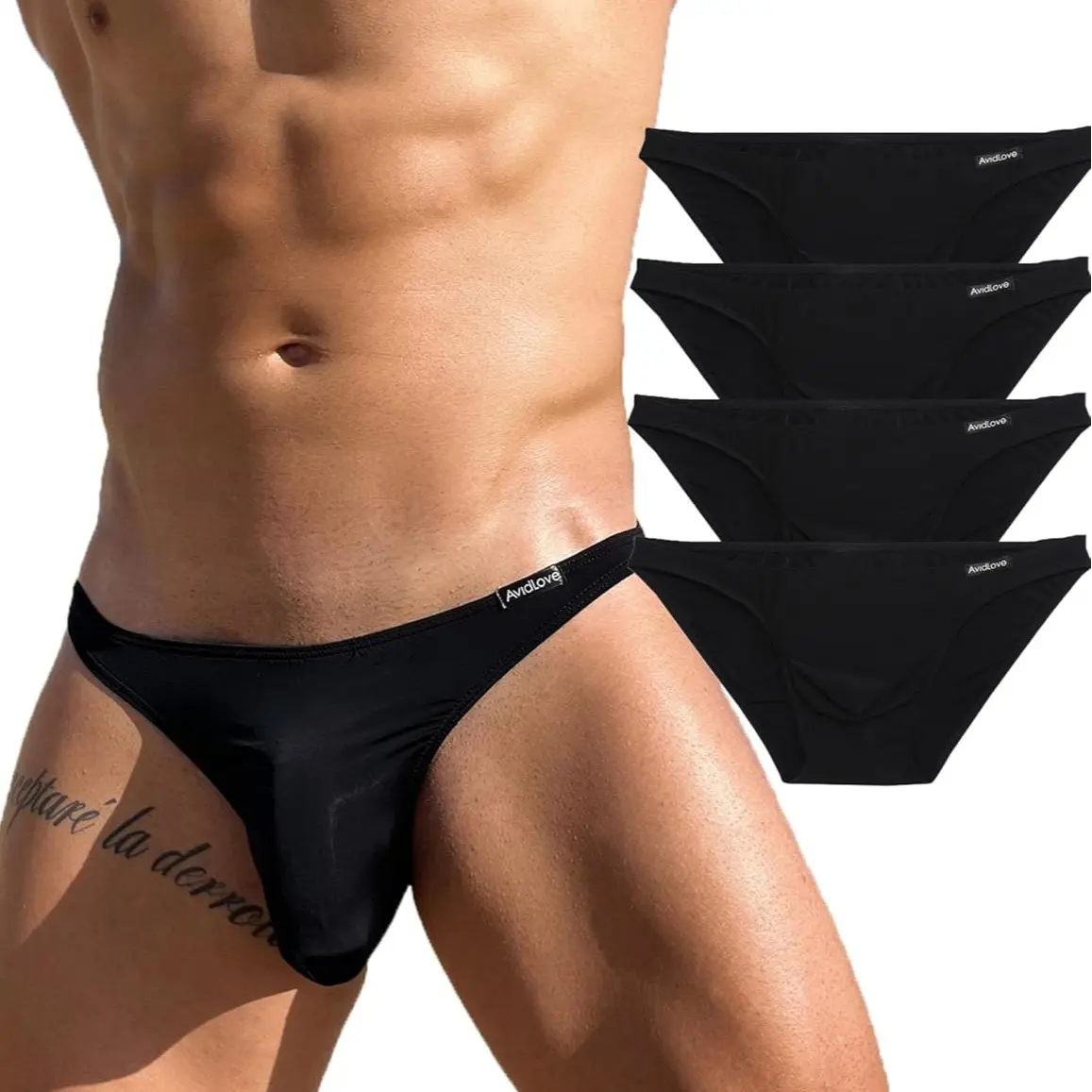 Avidlove Men's 4-Pack Classic Low-Rise Stretchy Hip Briefs Bikini, Menswear Underwear with Silky Smooth Fabric, Ultra Pouch Design, Sexy & Casual for Daily Wear