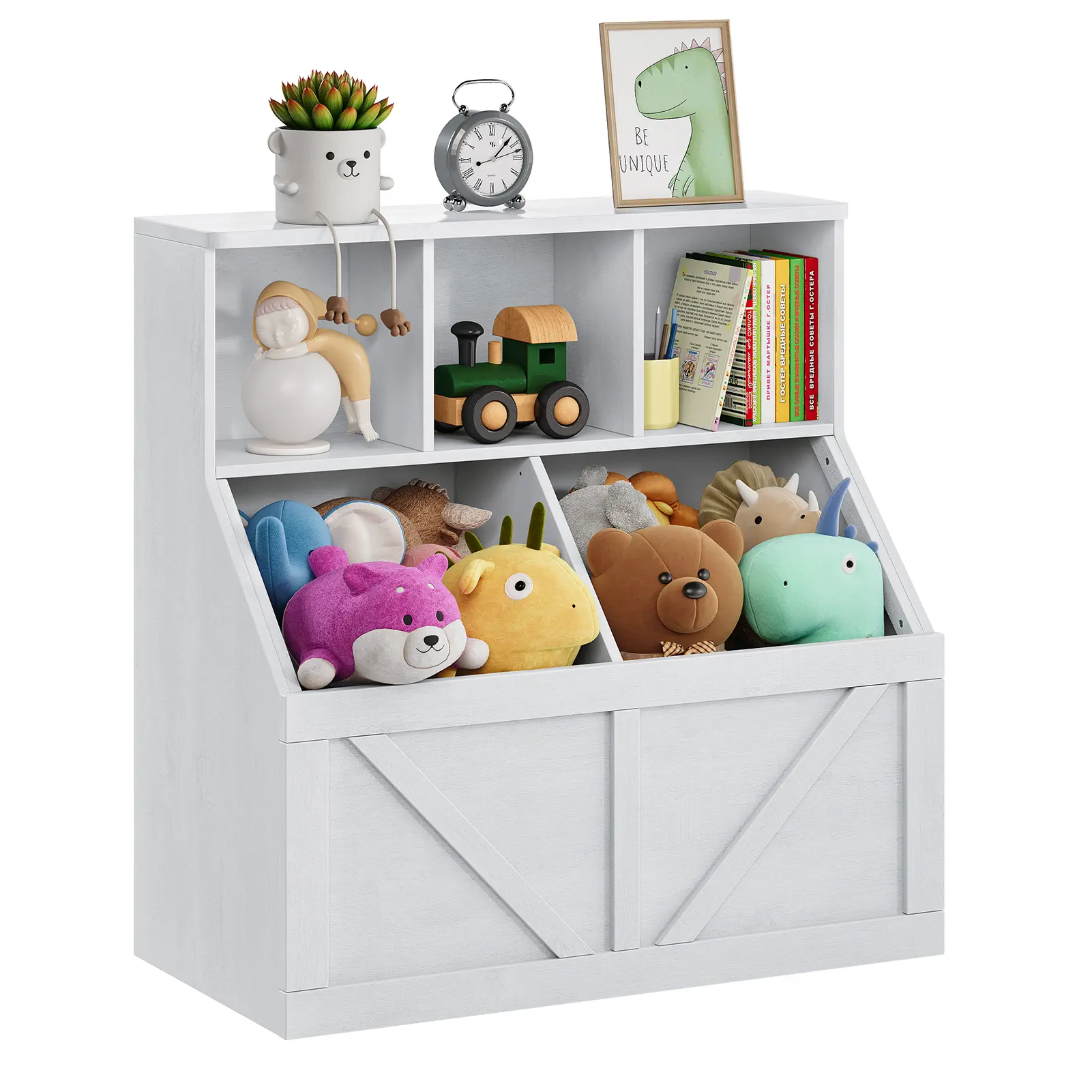 Garvee Compact 2-Tier Wooden Kids Bookshelf and Toy Storage Organizer – 3 Open Cubbies for Nursery Playroom Bedroom Small Spaces – Easy Assembly Space-Saving Design