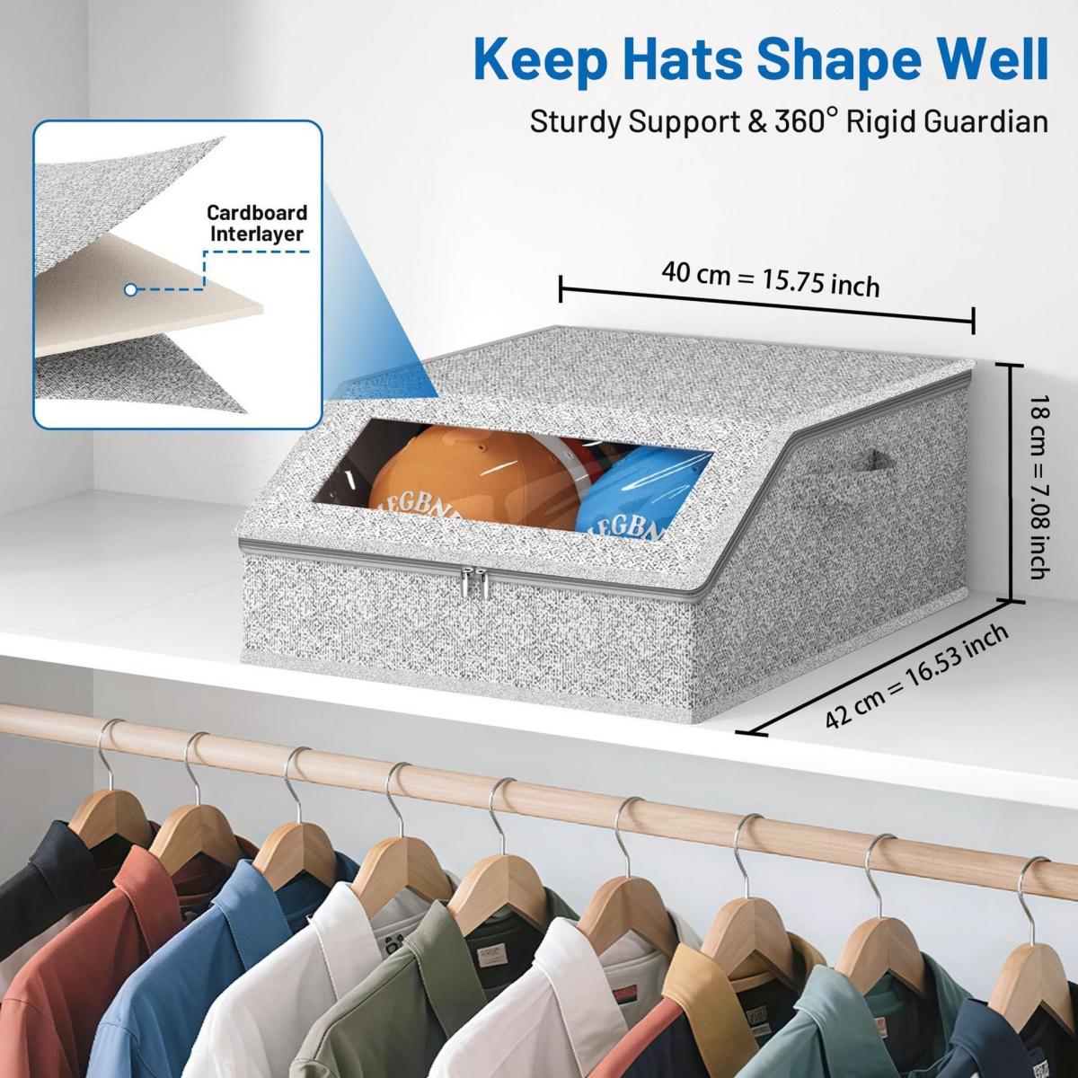 Large Stackable Hat Storage Boxes for Baseball Caps – Classic Style Hat Organizer Rack, Wardrobe Organizer, Great Gift for Wife & Men, Perfect for Hats home versatile