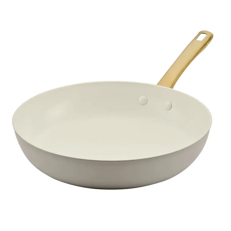 12.25-in Ceramic Nonstick Frying Pan - Durable Forged Aluminium Cookware, Induction-Ready Steel Base, Elegant Gold Accents for Modern Kitchens, Stylish