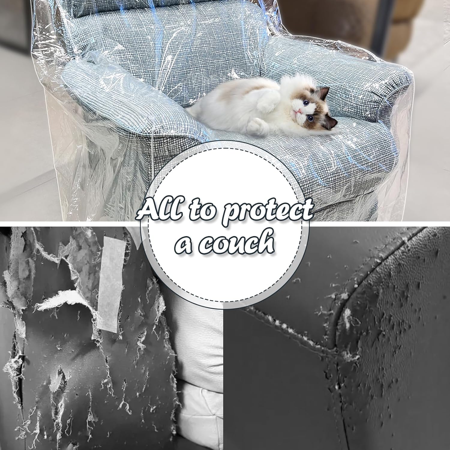 Swanna Waterproof Clear Plastic Thicker 36”RH x 18" FH x 84”W x 40" D, Loveseat Sofa/Couch Cover - Vinyl Shield Sofa Slipover Furniture Protection for Moving (Loveseat -1 Pack)