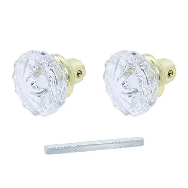 Mortise Glass Door Knobs Antique Crystal Vintage Style Knob Set with Spindle Antique Doorknobs for Interior Doors – Brass