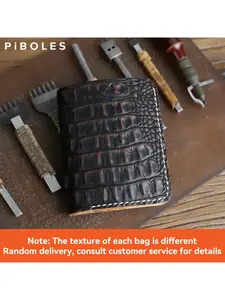 Handmade Alligator Pattern Men's Wallet Genuine Leather Durable Wallet Bifold Wallets 6 Card Slot Wallets For Women Small Mini Retro Male Change Pocket