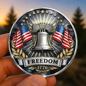 [10 Random Designs] US 250th Anniversary Commemorative Metal Coins, 3D Embossed Design Coins, Independence Day Commemorative Badges
