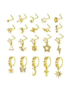 Women's Elegant Artificial Zircon Decorated Spiral Nose Ring, Cubic Zirconia Jewelry, Fashionable Nose Piercing Jewelry for Women & Girls, Trendy All-match & Exquisite Jewelry for Birthday Gift