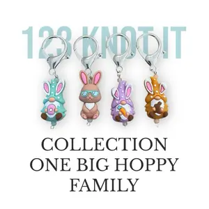 One Big Hoppy Family set of 4 large clasp stitch markers for crocheting