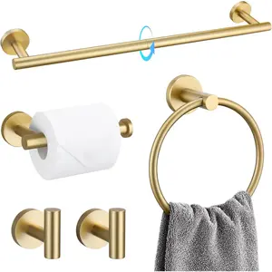 5 count Bathroom Accessories Set Brushed  Bathroom Hardware Set 23.6 Inch Bath Towel Bar Set SUS304 Stainless Steel Towel Rack Set