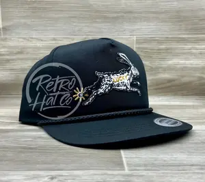 Lucky Rabbit on Black Classic Rope Hat (high profile)