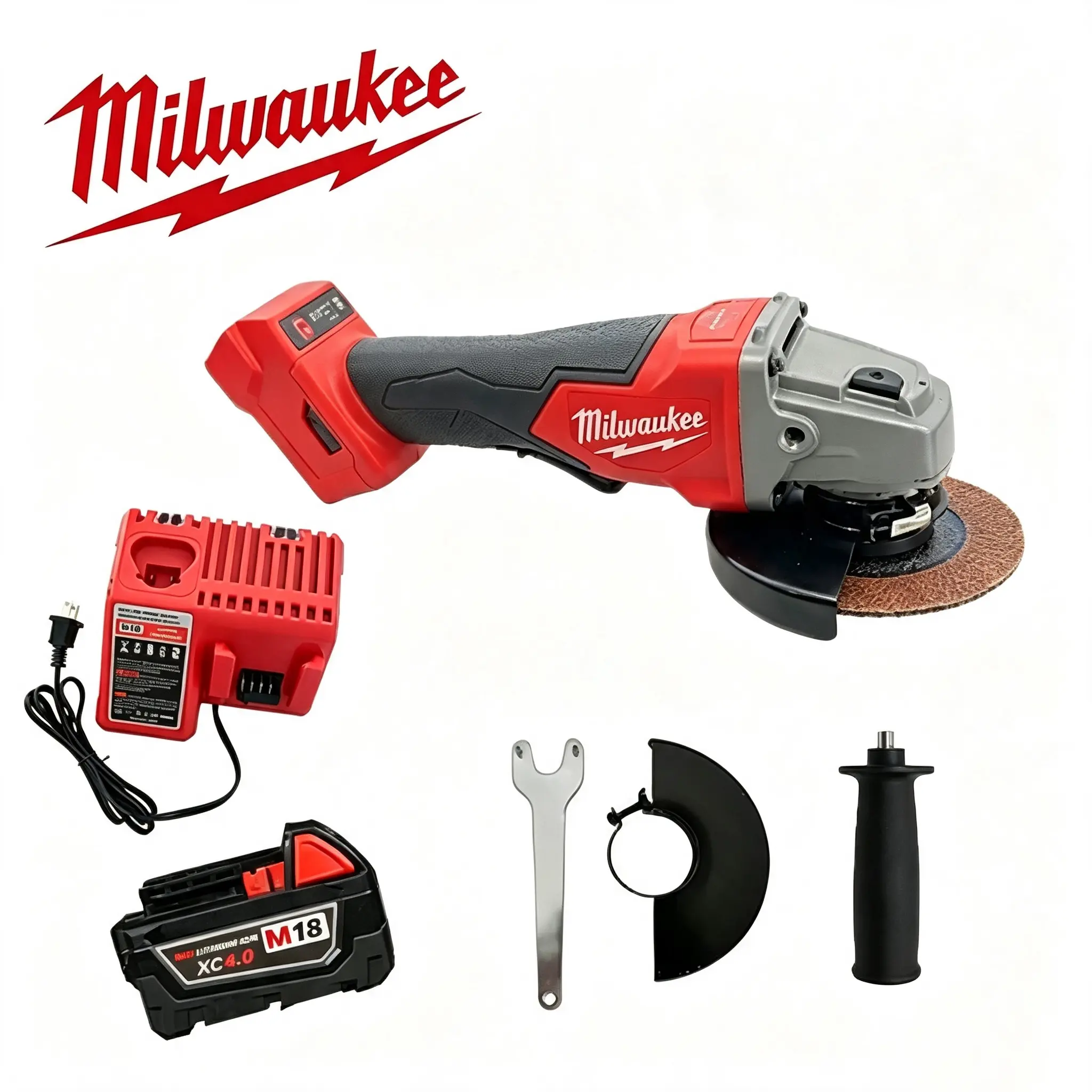 Milwaukee M18 Brushless Angle Grinder - 125mm High-Speed Power Tool for Garage Projects, Contractors abrasive disc switch paddle