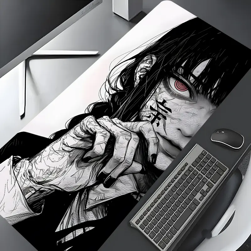 Anime Girl Pattern Extra Large Gaming Mouse Pad, Computer Mouse Pad, Dark Art Design for Desktop Decoration and Protection, Rubber Anti-Slip with Lock Edges, Multiple Sizes for Laptops and Desktops, Perfect Gift for Boys and Girls