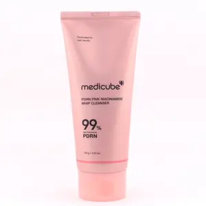 Medicube PDRN Pink Whip Niacinamide Cleanser - 120g Silky Foam Facial Cleanser with Hyaluronic Acid for Radiance and Brightening