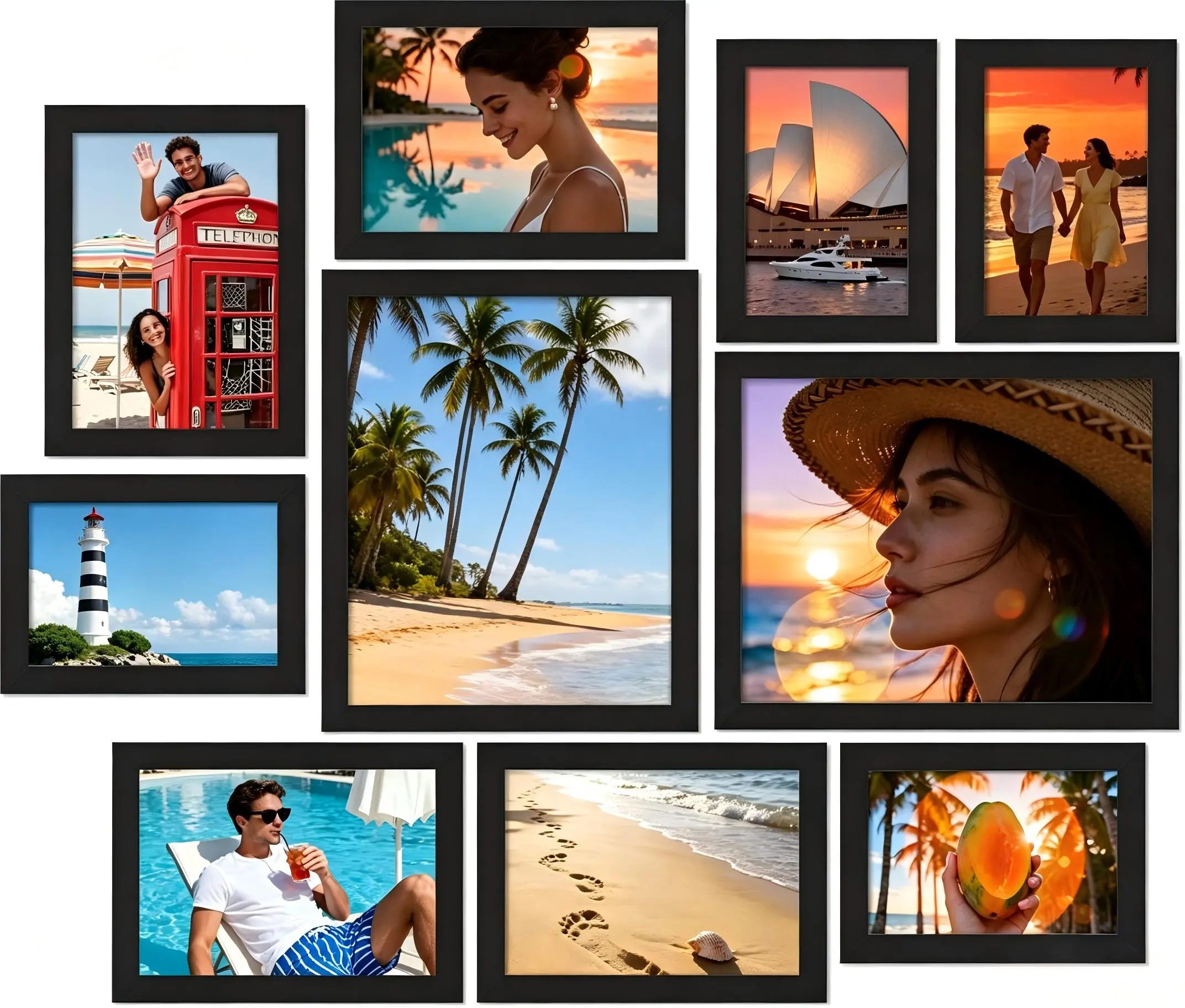 10 Pack Picture Frames(Multi Sizes Including 8x10, 5x7, 4x6, Black) Collage Wall Decor for Mounting or Tabletop Display, Photo Gallery Frame Set for Family, Multi Sizes