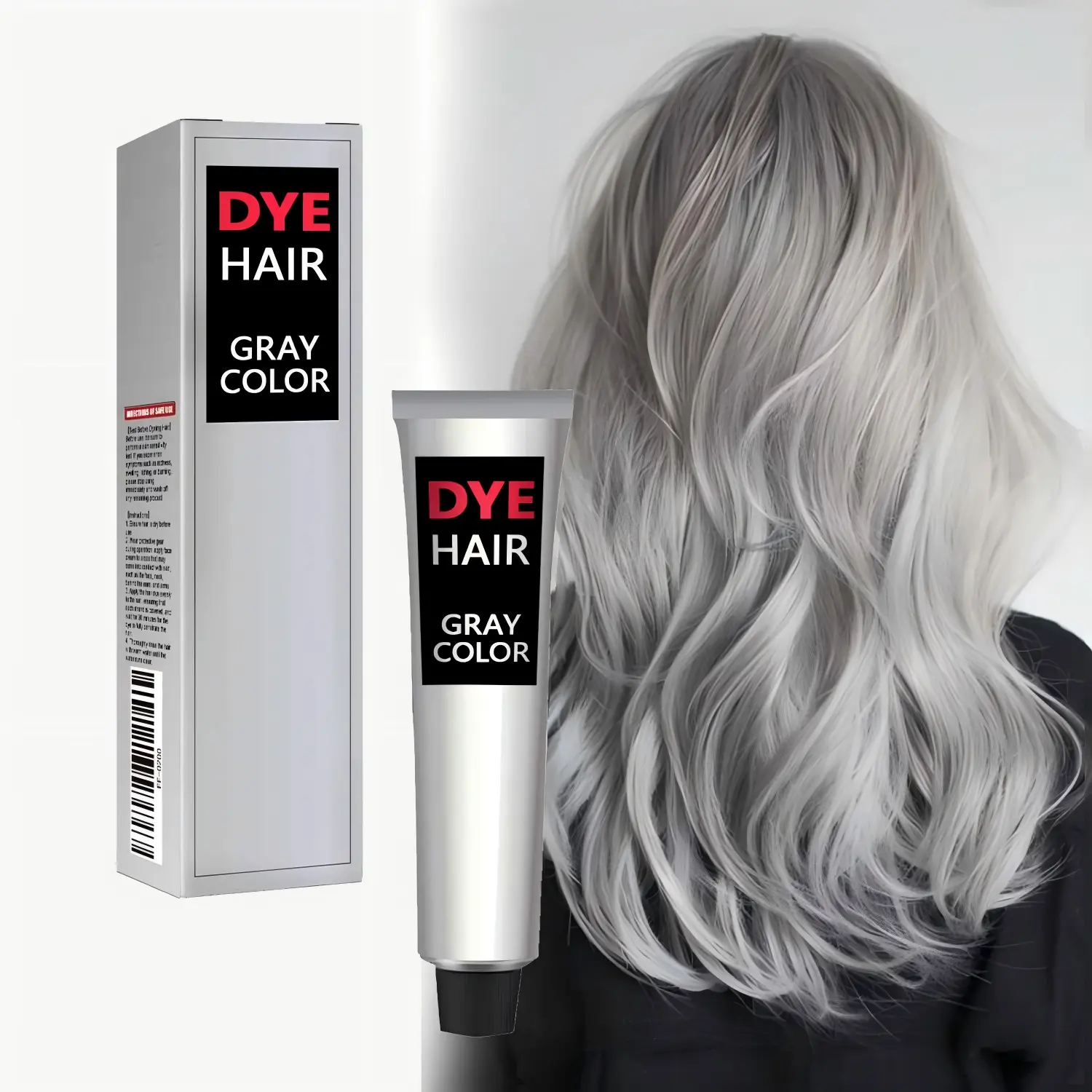 Silver Hair Dye, Natural Gray Hair Color Cream, Professional Hair Coloring Treatment, Instant Silver Gray, Unisex Silver Hair Color for for All Hair Types,Light Grey Silver, Long-Lasting