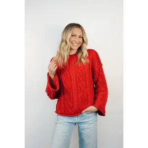 Red Cable Knit Sweater