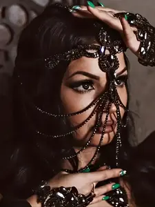 1pc/Mysterious Mask Women Fashion Body Chain Makeup Party Accessory Party Event Props, Stylish Costume Jewelry for Halloween & Cosplay Events