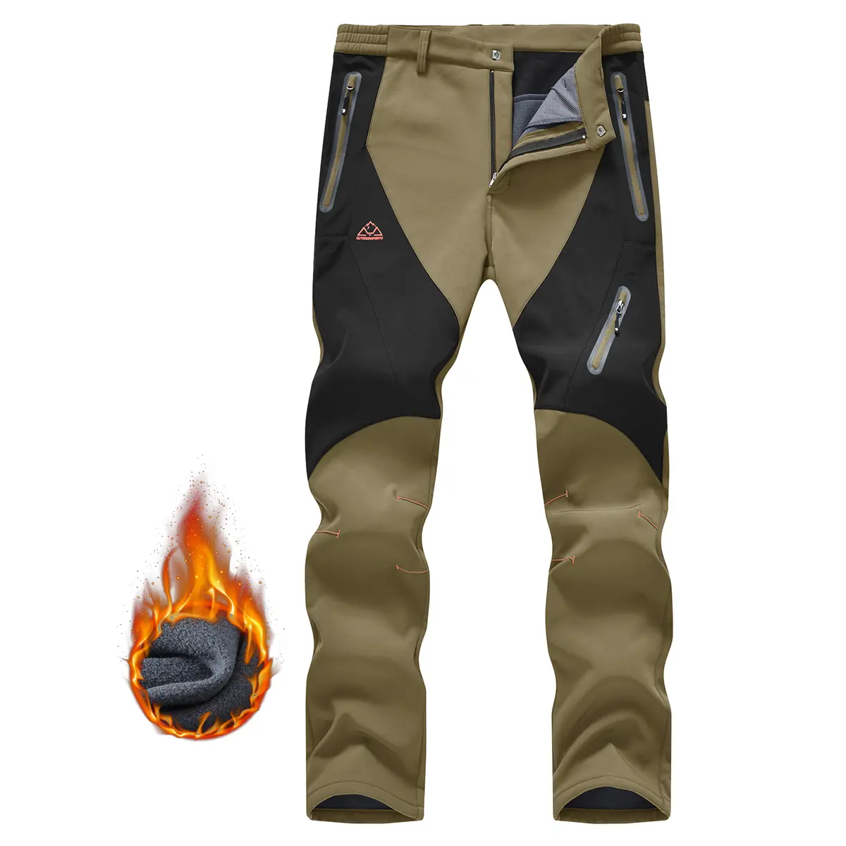 YSENTO Men's Winter Hiking Pants Waterproof Fleece lined Ski Snow Softshell Work Pants 4 Pockets for Outdoor Camping fishing Casual Athletic Jogging
