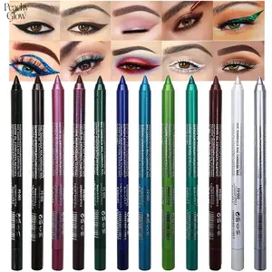 12Pcs Green Blue White Black Brown Purple Color Gel Glitter Eyeliner Pencils Set for Women Waterline Waterproof Smudge Proof lapiz de ojos delineador de ojos contra el agua Eye Liner Makeup 1-5