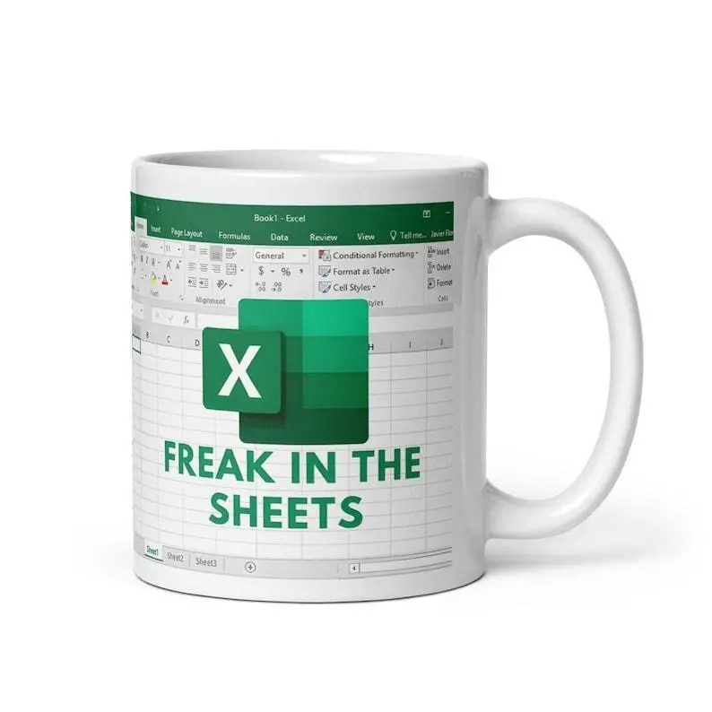 Freak In The Sheets Mug, Excel Coffee Mug, Mug Excel, Accountant Gift, Accountant Mug, Tax Accountant Gift - 11oz or 15oz Resuable Ceramic Drinkware With Large Handles - Printed In The USA - Aesthetic Coffee & Tea Mug