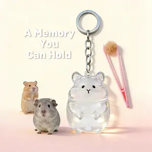 【Buy 1 Get Free Tweezer!】1Pc Cute Hamster Keepsake Keychain -  Charm-Shaped Hamster Design, Durable & Lightweight Collection Keepsake for Small Pet Memorials